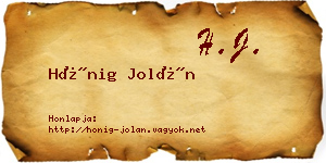 Hönig Jolán névjegykártya